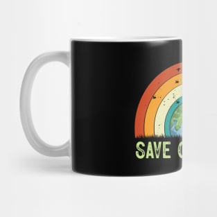 Save Our Home Vintage Rainbow Earth Day Mug